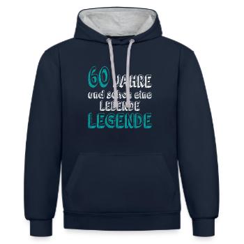 60 Geburtstag 60 Jahre Mann 60 jahre legende 60 - Kontrast-Hoodie - Navy/Grau meliert - Vorne - Nico (186cm)