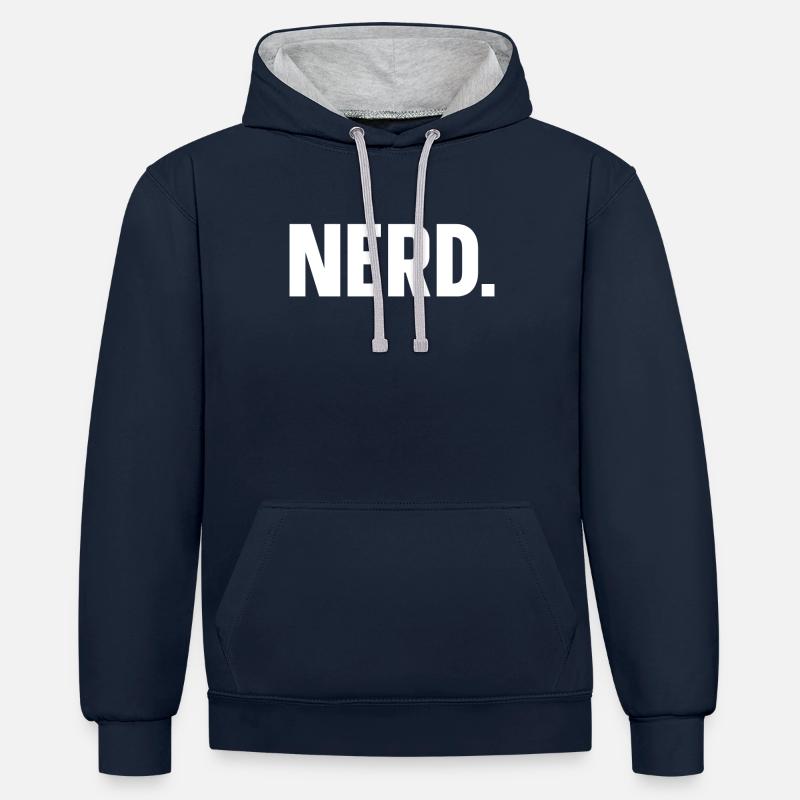 NERD einfach Nerd - Kontrast-Hoodie - Navy/Grau meliert
