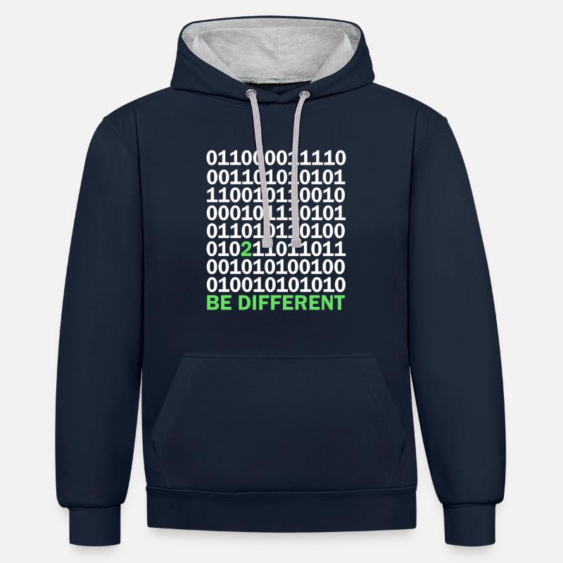 Binary Code Be Different - Contrast hoodie - navy/heather grey