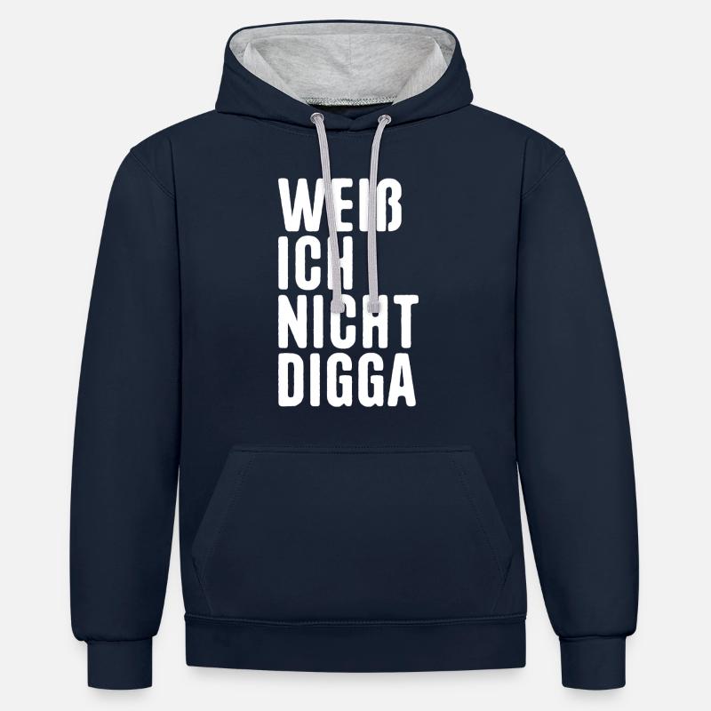 Je ne connais pas Digga - Sweat à capuche contrasté - bleu marine/gris chiné