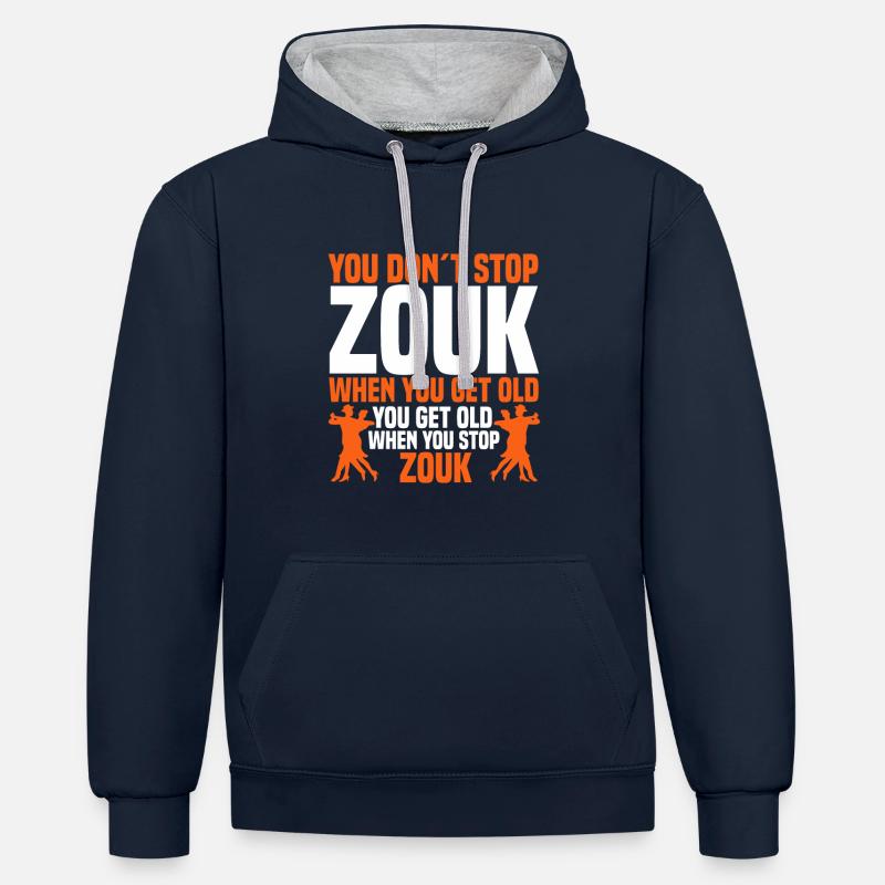 Zouk - Professeur de Danse Brésilienne - Sweat à capuche contrasté - bleu marine/gris chiné