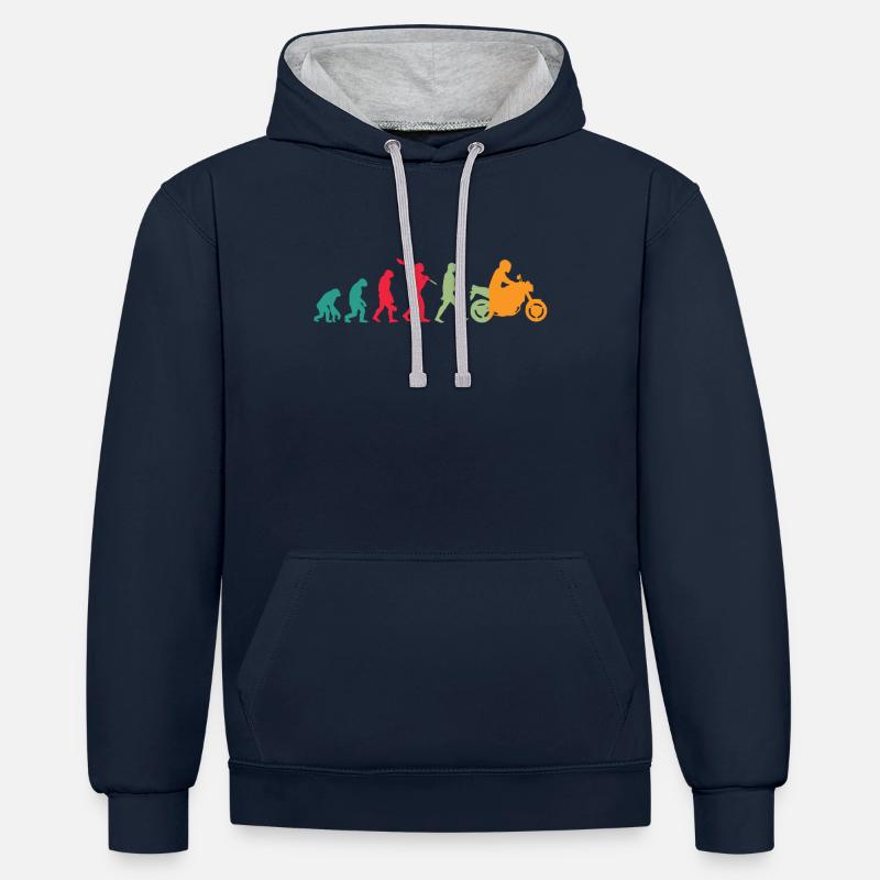 Evolution Motorradfahrer - Kontrast-Hoodie - Navy/Grau meliert