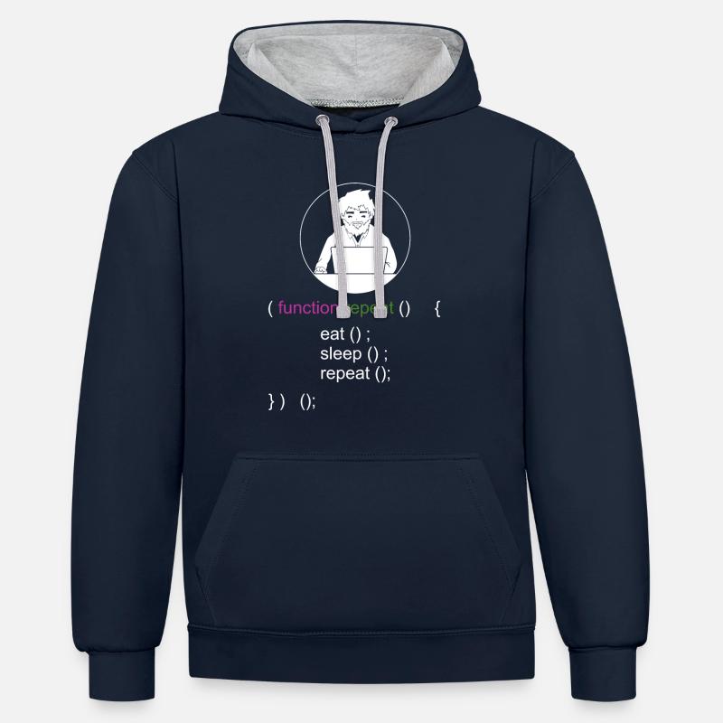 Dicton du programmeur - Sweat à capuche contrasté - bleu marine/gris chiné