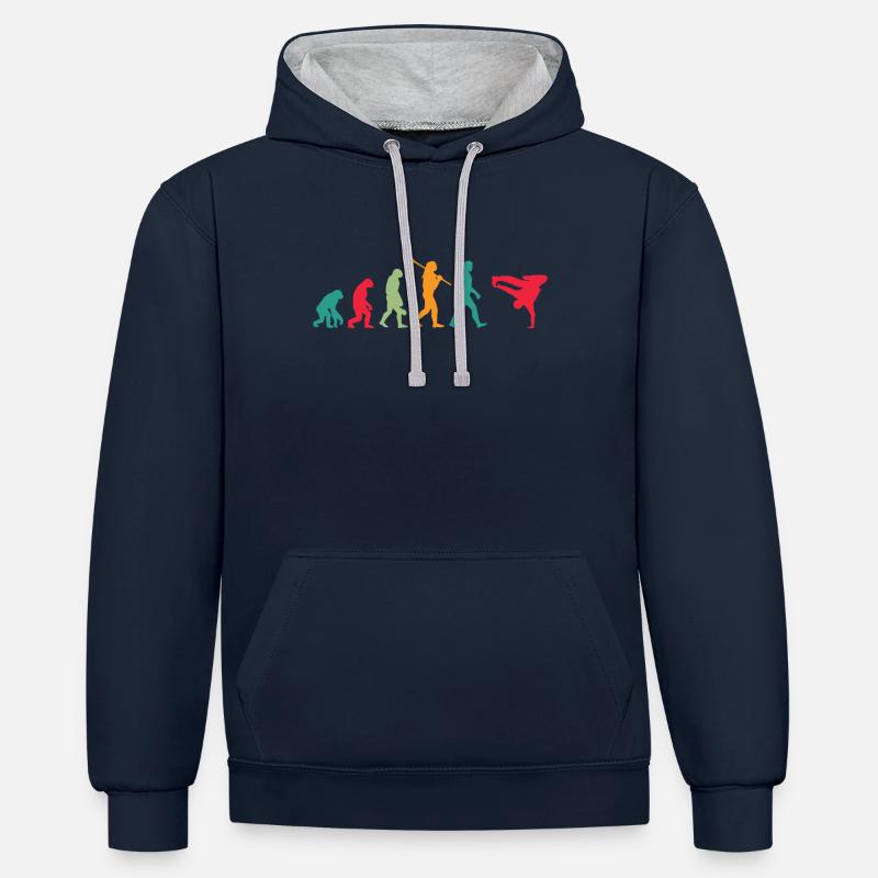 Evolution Breakdance - Kontrast-Hoodie - Navy/Grau meliert