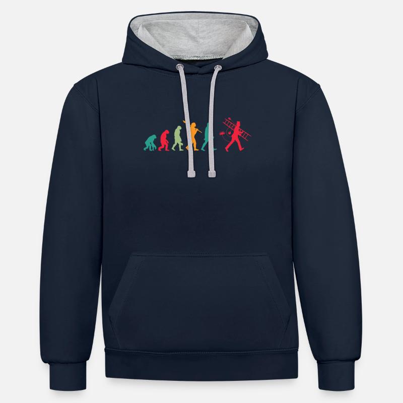 Evolution Schornsteinfeger - Kontrast-Hoodie - Navy/Grau meliert