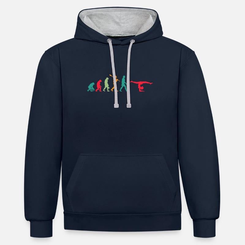 Yoga de l’évolution - Sweat à capuche contrasté - bleu marine/gris chiné