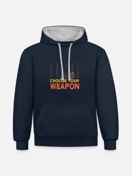 Koch Kochen Spruch Geschenkidee - Kontrast-Hoodie - Navy/Grau meliert