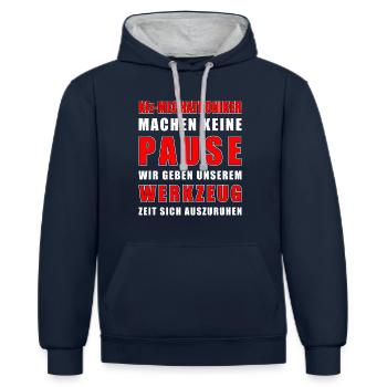 Mechatroniker Machen Keine Pause - Kontrast-Hoodie - Navy/Grau meliert - Vorne - Nico (186cm)