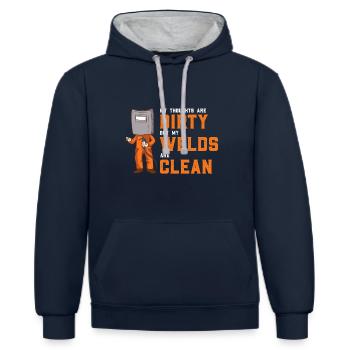 Meine Schweißnähte - Kontrast-Hoodie - Navy/Grau meliert - Vorne - Nico (186cm)