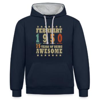 Février 1950 Jubilé Février 1950 Février - Sweat à capuche contrasté - bleu marine/gris chiné - Devant - Nico (186cm)
