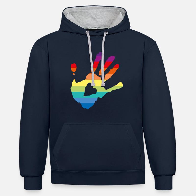 fierté - rythme - Sweat à capuche contrasté - bleu marine/gris chiné