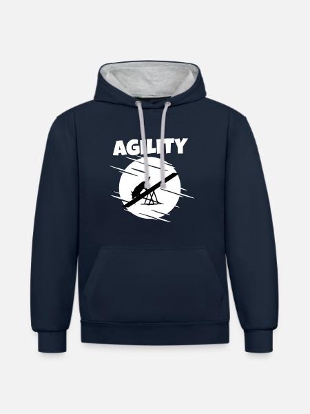 Agility Hundesport - Kontrast-Hoodie - Navy/Grau meliert
