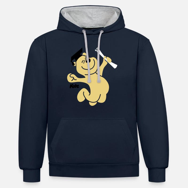 ours diplôme (3f) - Sweat à capuche contrasté - bleu marine/gris chiné