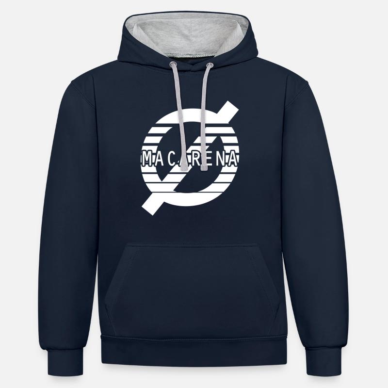 LOMBARDI MACARENA - Sweat à capuche contrasté - bleu marine/gris chiné