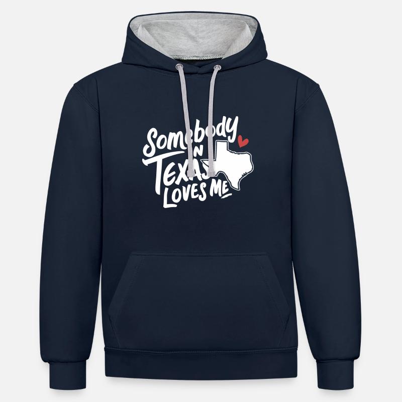 État du Texas Texans Texas - Sweat à capuche contrasté - bleu marine/gris chiné