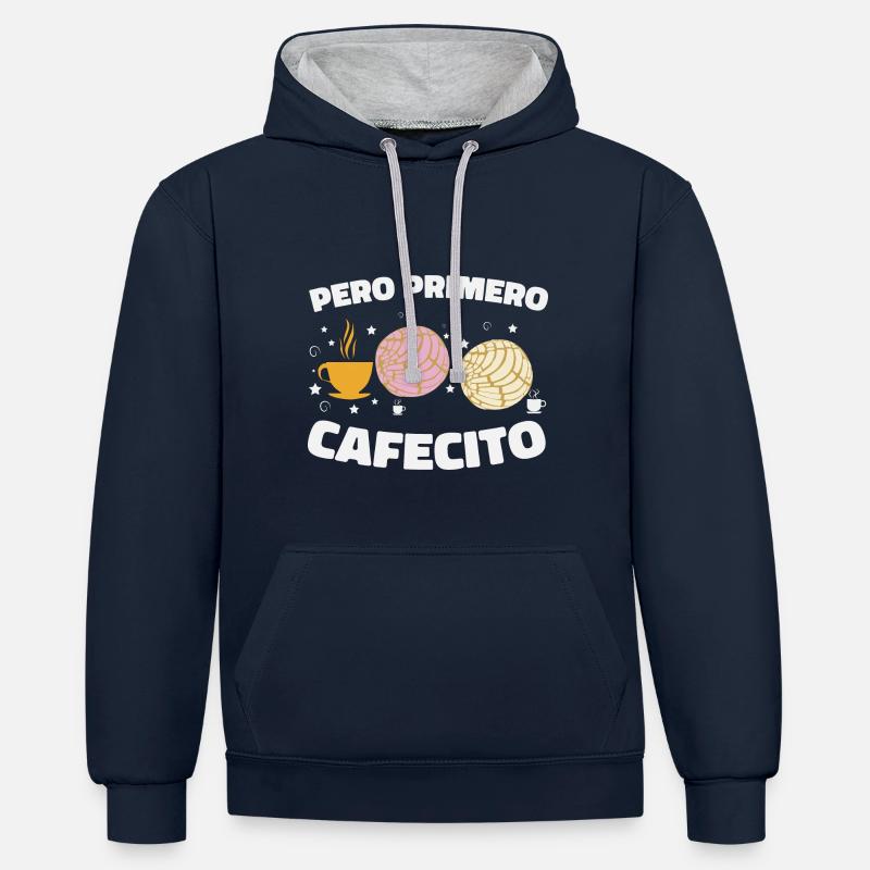 Cafécito - Sweat à capuche contrasté - bleu marine/gris chiné