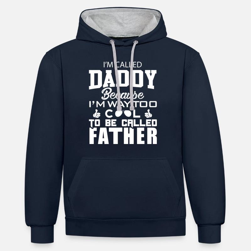 papa super cool - Sweat à capuche contrasté - bleu marine/gris chiné