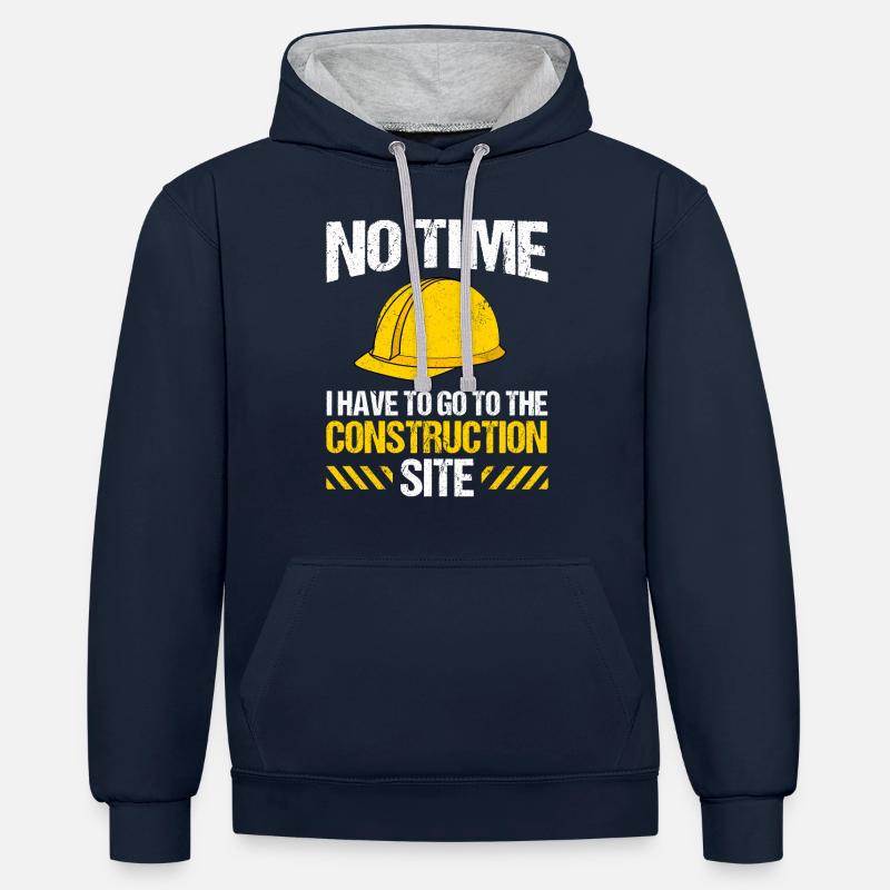 Bagger Baggerfahrer Baustelle Arbeit - Kontrast-Hoodie - Navy/Grau meliert