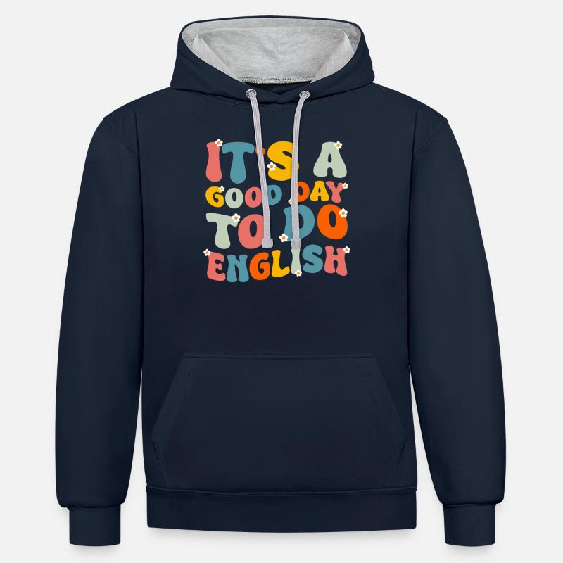 Enseignant Professeur d’école Enseignant Enseignant - Sweat à capuche contrasté - bleu marine/gris chiné