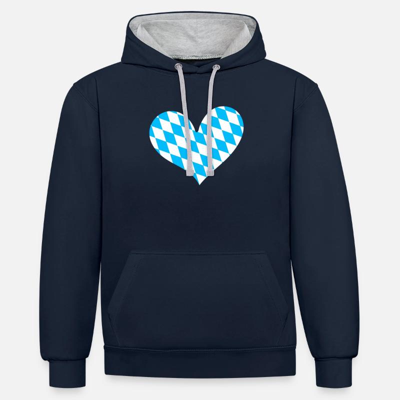 Land libre de Bavière Bavière - Sweat à capuche contrasté - bleu marine/gris chiné