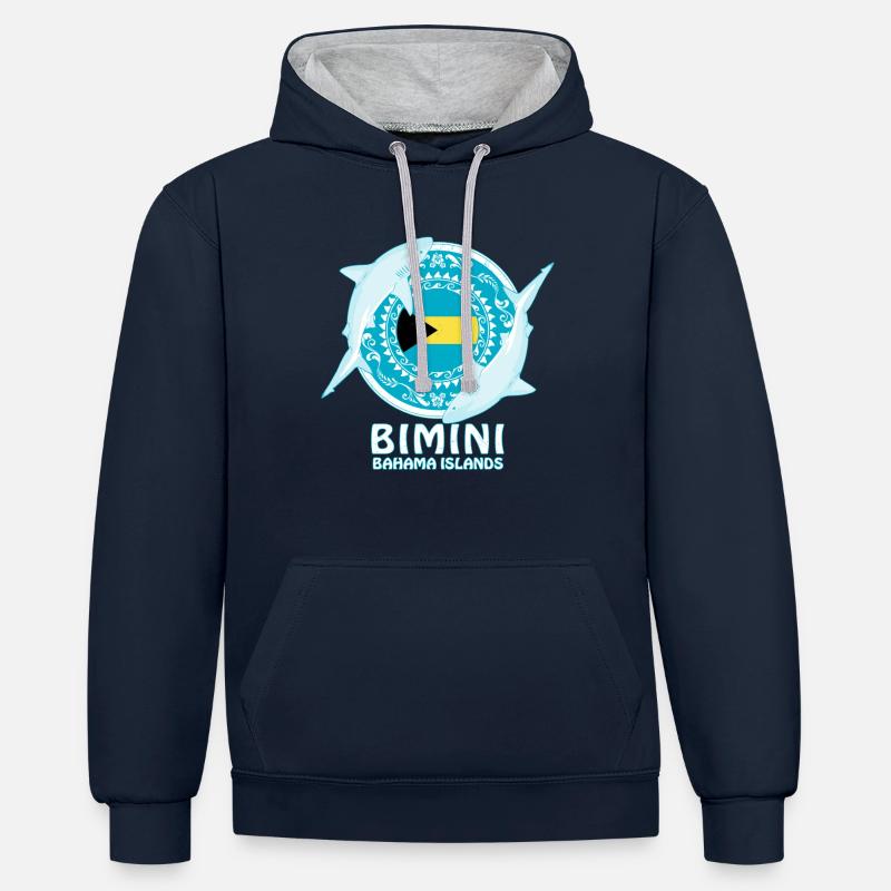 Requin bouledogue bimini - Sweat à capuche contrasté - bleu marine/gris chiné
