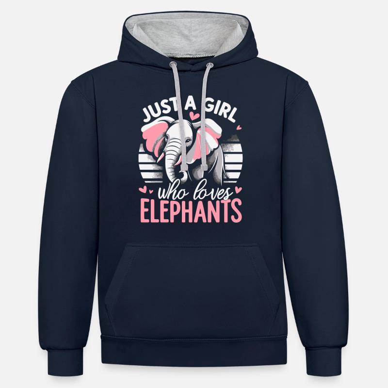 Éléphant Animal Éléphant Zoo - Sweat à capuche contrasté - bleu marine/gris chiné