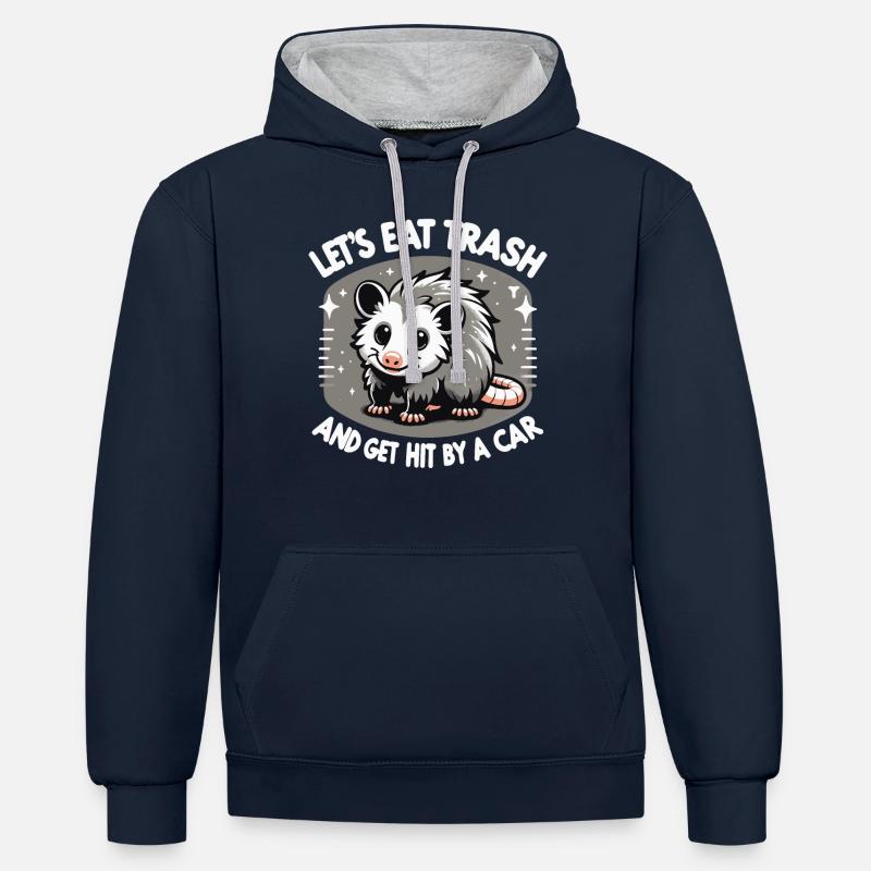 Opossum Possum Animal - Sweat à capuche contrasté - bleu marine/gris chiné