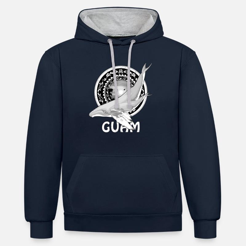Baleine à bosse de Guam - Sweat à capuche contrasté - bleu marine/gris chiné