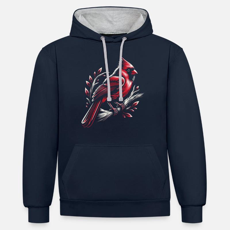 Kardinal Rotkardinal Vogel Roter Kardinal - Kontrast-Hoodie - Navy/Grau meliert