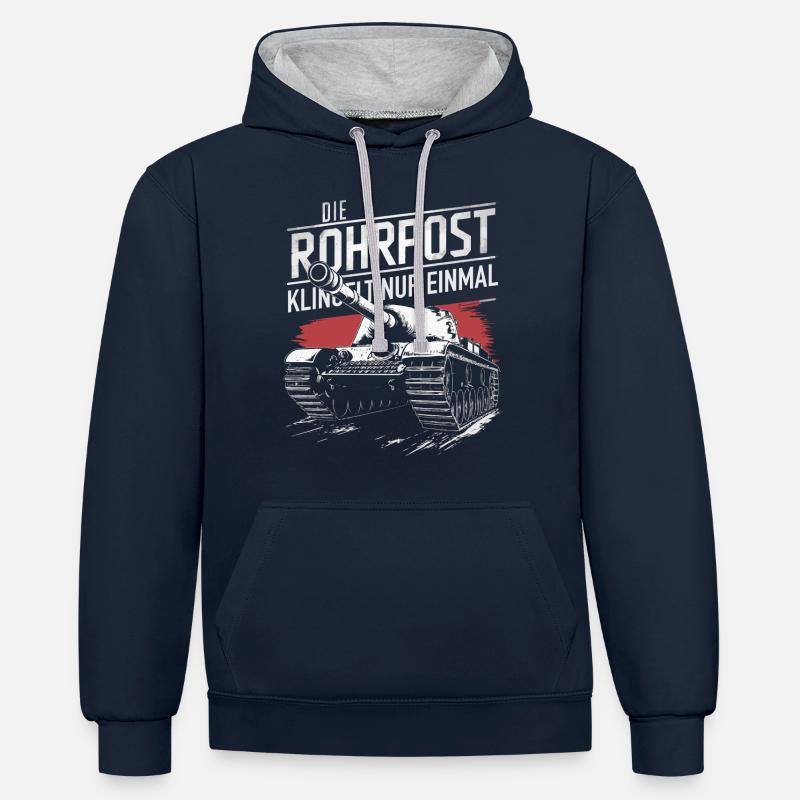 Panzer Kampfpanzer Panzerkampfwagen Panzerfahrer - Kontrast-Hoodie - Navy/Grau meliert