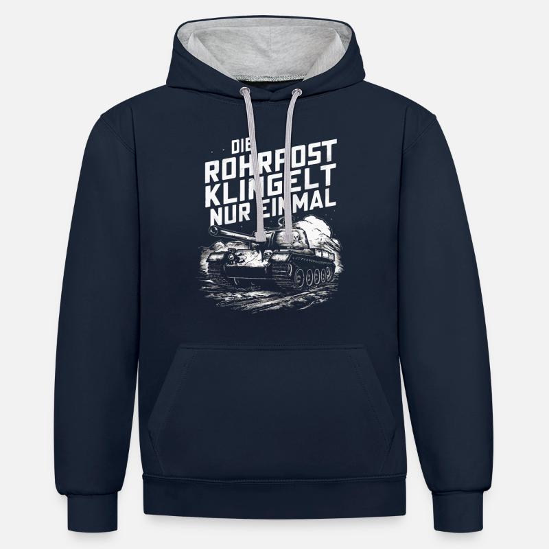 Panzer Kampfpanzer Panzerkampfwagen Panzerfahrer - Kontrast-Hoodie - Navy/Grau meliert