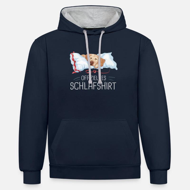 Labrador Chien Chiens - Sweat à capuche contrasté - bleu marine/gris chiné