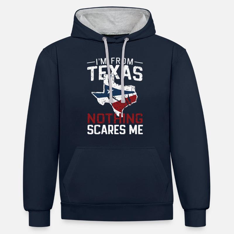Texas State Texans Texas - Sweat à capuche contrasté - bleu marine/gris chiné
