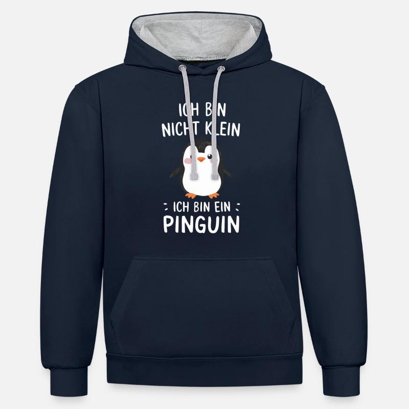 Pingouin Petits pingouins Pingouin empereur - Sweat à capuche contrasté - bleu marine/gris chiné
