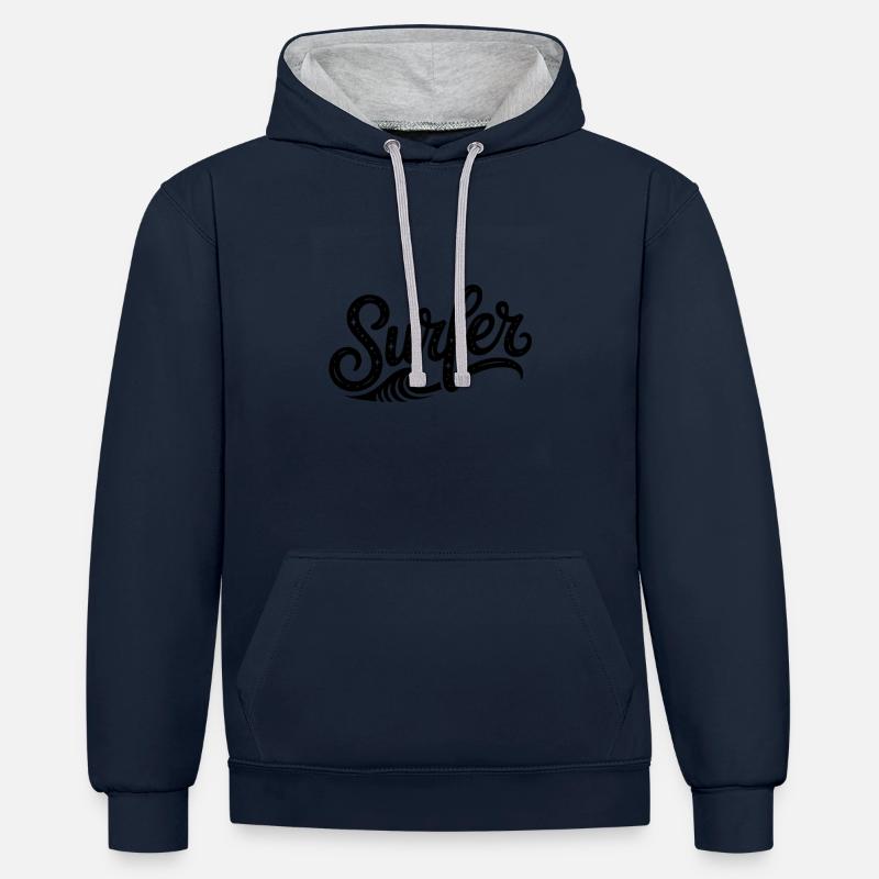Surfer - Cool Surfer Logo - Sweat à capuche contrasté - bleu marine/gris chiné