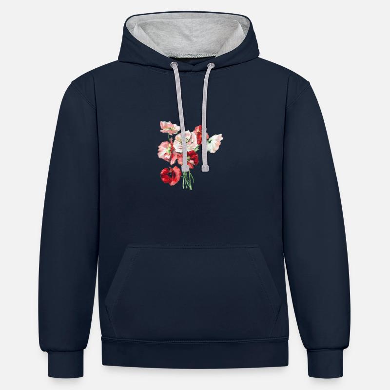 bouquet - Sweat à capuche contrasté - bleu marine/gris chiné