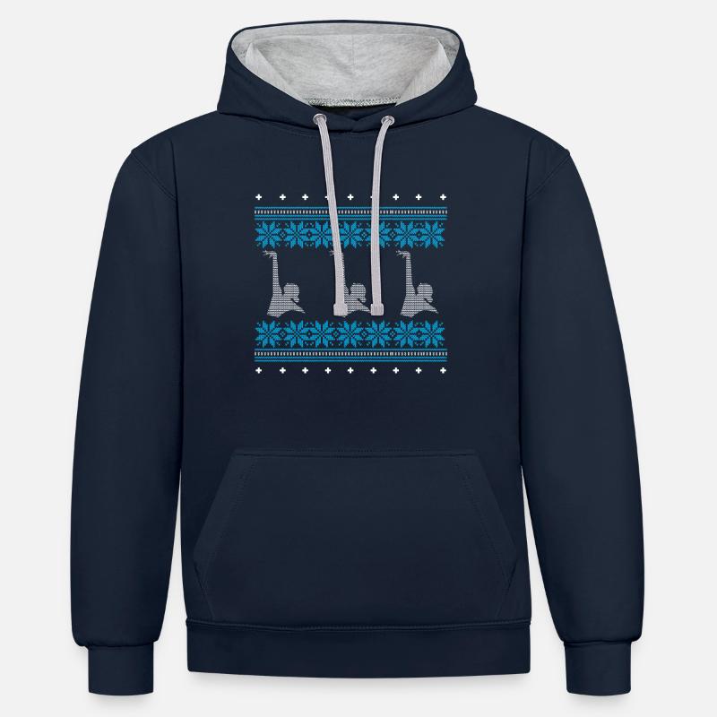 synchronschwimmen ugly pullover weihnachten xmas - Kontrast-Hoodie - Navy/Grau meliert