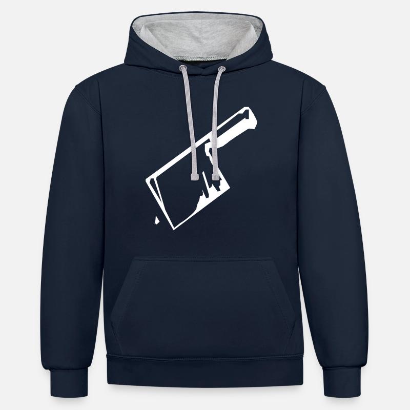 Couperet - Sweat à capuche contrasté - bleu marine/gris chiné