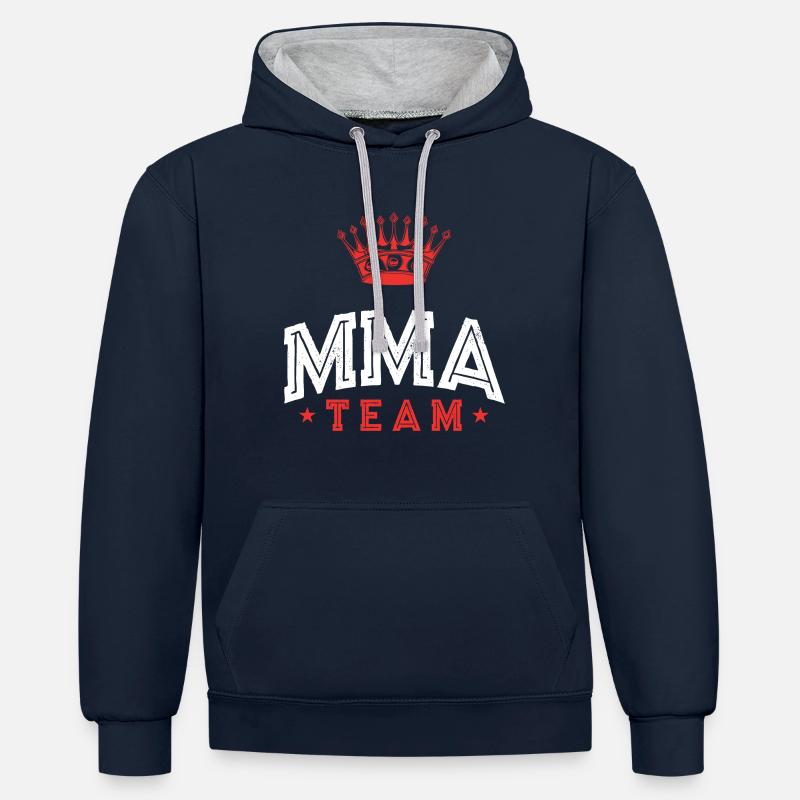 L’équipe Mma - Sweat à capuche contrasté - bleu marine/gris chiné