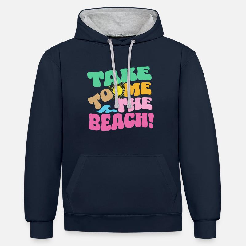 Emmenez-moi à la plage - Sweat à capuche contrasté - bleu marine/gris chiné