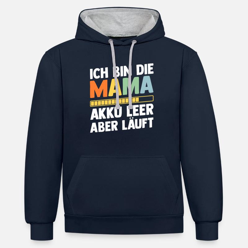 Mutter Team Mama - Kontrast-Hoodie - Navy/Grau meliert