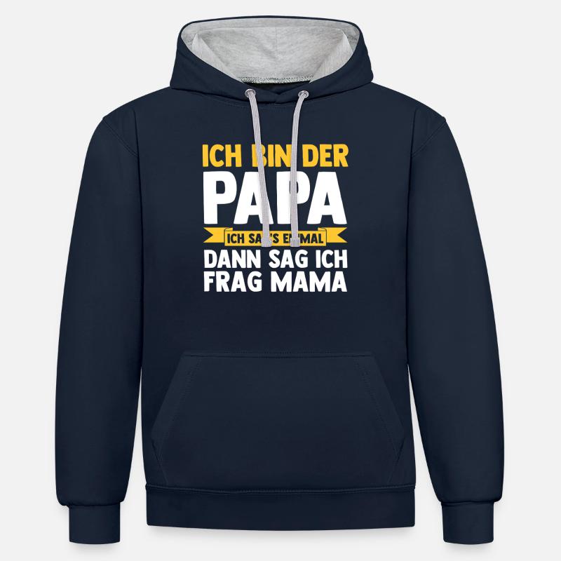 Père Équipe Papa - Sweat à capuche contrasté - bleu marine/gris chiné
