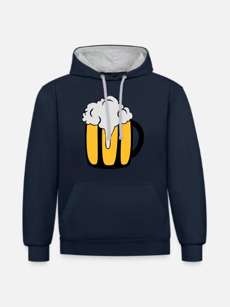 Bierglas - Kontrast-Hoodie - Navy/Grau meliert