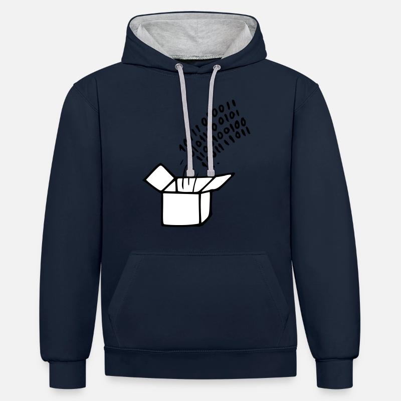 OpenSource Code - Sweat à capuche contrasté - bleu marine/gris chiné