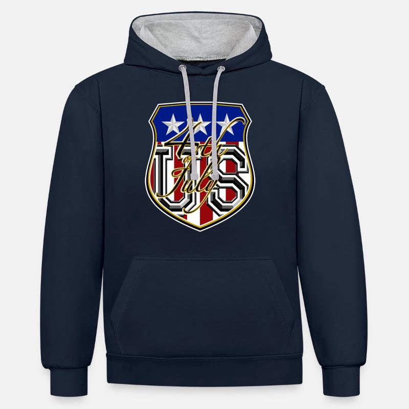 États-Unis 4 juillet - Sweat à capuche contrasté - bleu marine/gris chiné