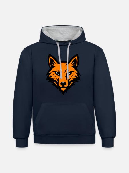 Fox Head - Contrast hoodie - navy/heather grey