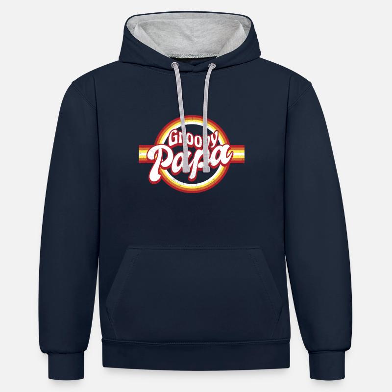 Retro Groovy Papa - Sweat à capuche contrasté - bleu marine/gris chiné