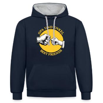 Grand-père Petit-fils Anniversaire Grand-père Naissance 1 - Sweat à capuche contrasté - bleu marine/gris chiné - Devant - Nico (186cm)