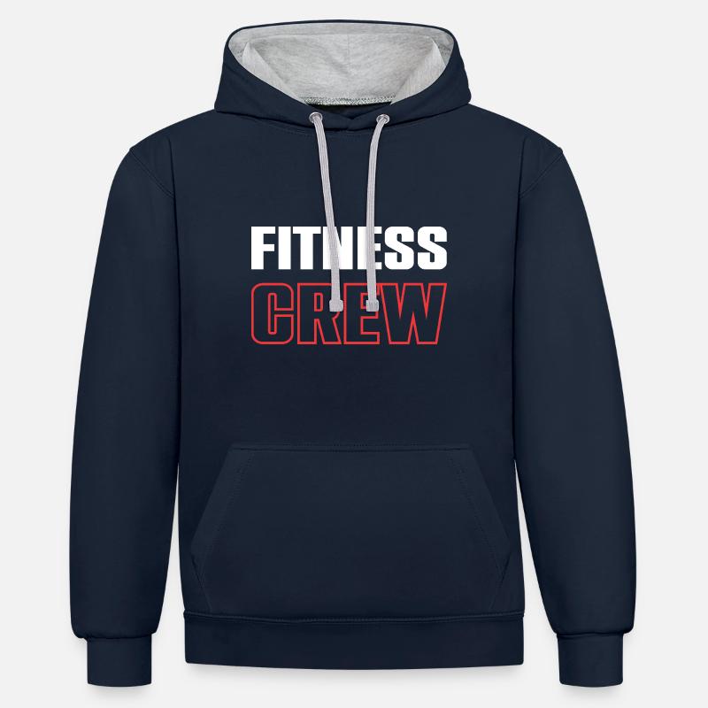 Équipe de conditionnement physique - Sweat à capuche contrasté - bleu marine/gris chiné