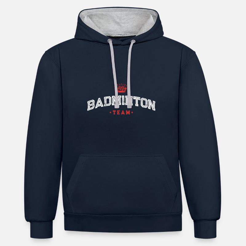Équipe de badminton - Sweat à capuche contrasté - bleu marine/gris chiné